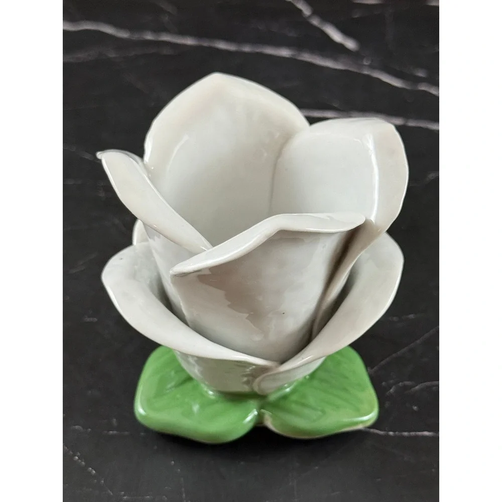 Vintage Bloom Rite Clay Ceramic Flower Shape Votive Candle Holder 4in X 3in